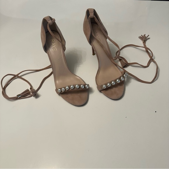 RAYE Bennie Pearl Suede Sandals Heel in tan - Picture 6 of 9